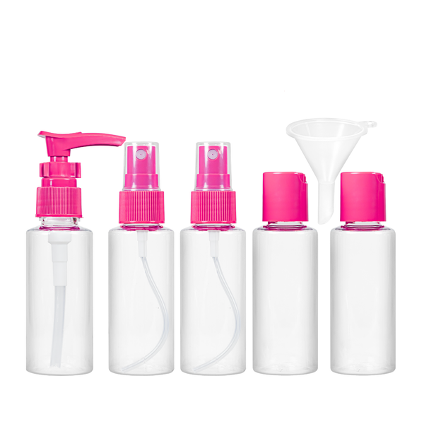 Дорожній набір ємностей для косметики WH Travel Bottles Set. 5 шт, Малиновий 818 фото