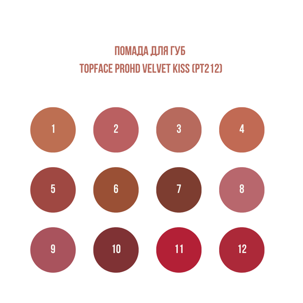 Помада для губ жидкая матовая topface PROHD Velvet Kiss (PT212), 3 г, 001 Cloudy Nude Розово-коричневая PT212 фото