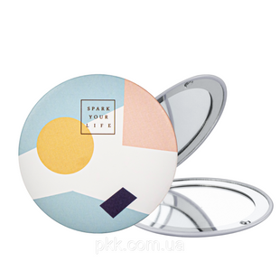 Зеркало косметическое Cosmetic Mirror Spark Your Life карманное двойное круглое KIKA 7669 фото