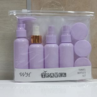 Дорожній набір із 7 ємностей для косметики WH Travel Bottles Set 24-389, Фіолетовий 24-389 фото