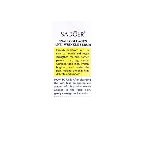 Сироватка для обличчя проти зморщок Sadoer Snail Collagen Anti-Wrinkle Serum 50 мл SD9692 фото