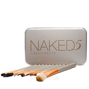 Набір пензликів для макіяжу Naked3 з 12 інструментів в металевому футлярі НК 12 фото