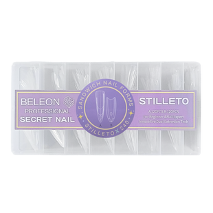 Тіпси гелеві для нарощування нігтів Beleon Professional Sandwich Stiletто подвійні 120 пар M-71-GL-9 фото