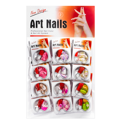 Нігті накладні кольорові Art Nails 12 штук з клеєм № 02 AR240 фото