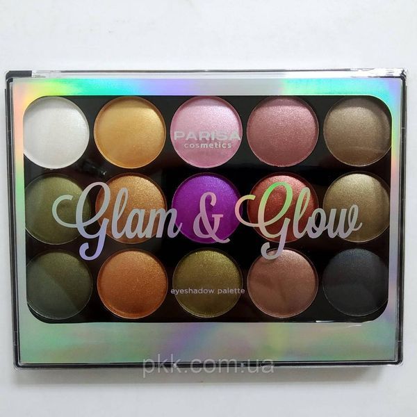 Палетка шиммерных теней для век на 15 оттенков Parisa Cosmetics Glam & Glow № 01 E-615 фото