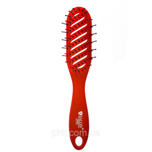 Расческа для волос массажная продувная Salon Professional красная 18045P SL фото