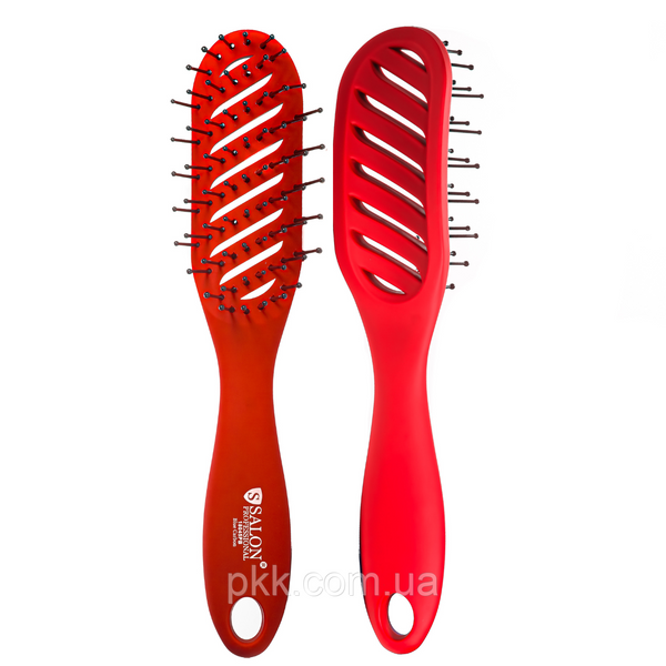 Расческа для волос массажная продувная Salon Professional красная 18045P SL фото