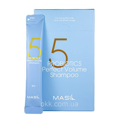 Безсульфатний шампунь для об'єму волосся з пробіотиками в стиках Masil 5 Probiotics Perfect Volume Shampoo 8 мл Masil 5159 фото