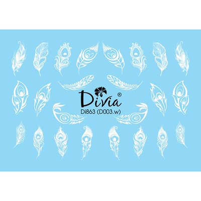 Наклейки для нігтів Divia водна 3D контурна Di863 D-003.w Перо Di863 фото