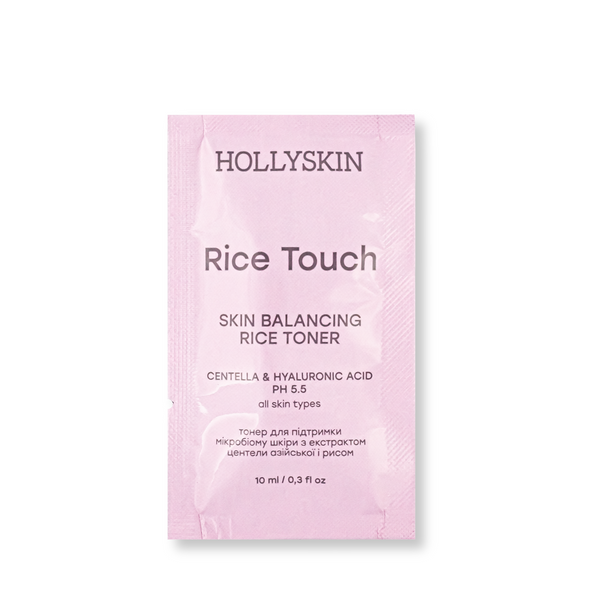 Тонер для підтримки мікробіома шкіри обличчя Hollyskin Rice Touch Centella&Hyaluronic Acid 10 мл