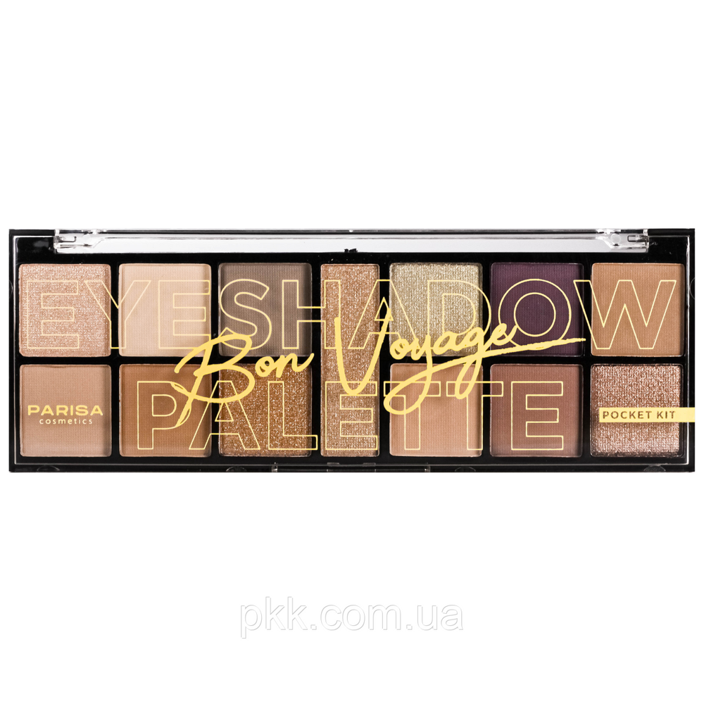 Палетка теней для век Parisa Cosmetics 13 оттенков Bon Voyage № 02 Светло-бежевые Золотые Коричневые E-613 фото