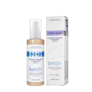 Тональний крем для обличчя освітлюючий Enough 3 в 1 Сollagen Moisture Foundation SPF 15 100 мл, № 21 Пісочно-бежевий EN 5317 фото