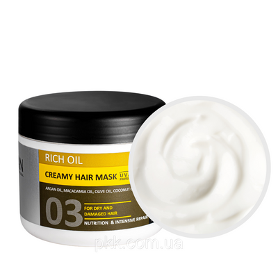 Крем маска для сухого та пошкодженого волосся Kayan Professional Rich Oil Creamy Hair Mask з натуральними оліями KY 7363 фото
