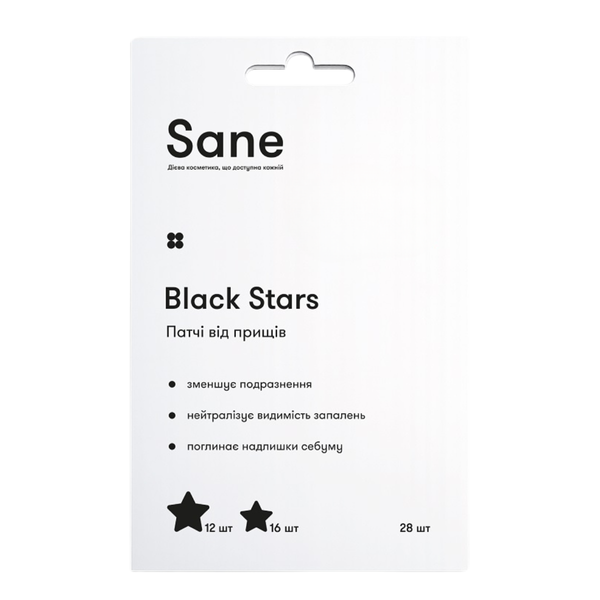 Патчи от прыщей Sane Black Stars с маслом чайного дерева, 28 шт НФ-00006198 фото