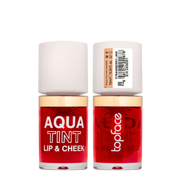 Рідка помада тинт для губ та щік topface Aqua Tint Lip & Cheek на водній основі 10 мл (РТ215), 02 Strawberry Jam Червоний PT215 фото