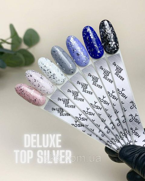 Закріплювач для гель-лаку YouPOSH De luxe Top silver без липкого шару з пластівцями 12 мл YP 5140 фото