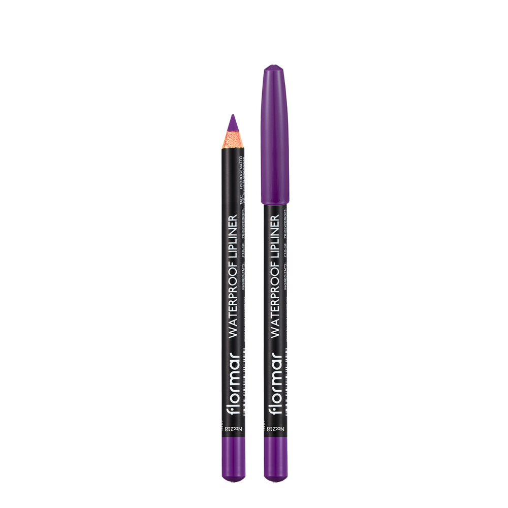 Олівець для губ водостійкий Flormar Waterpoof Lipliner № 218 Темно-ліловий Dark purple FM 4049 фото