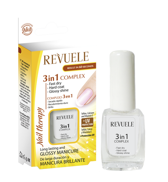 Комплекс 3 в 1 для нігтів "Сушка, покриття, блиск" Revuele Nail Therapy, 10 мл 3800225900935 фото