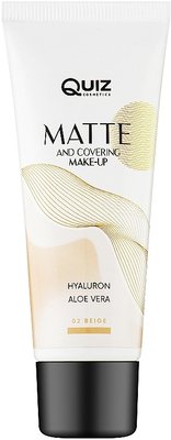 Тональная основа для лица матирующая Quiz Matte & Covering Make-Up 30 мл, 02 Beige QZ 8348 фото