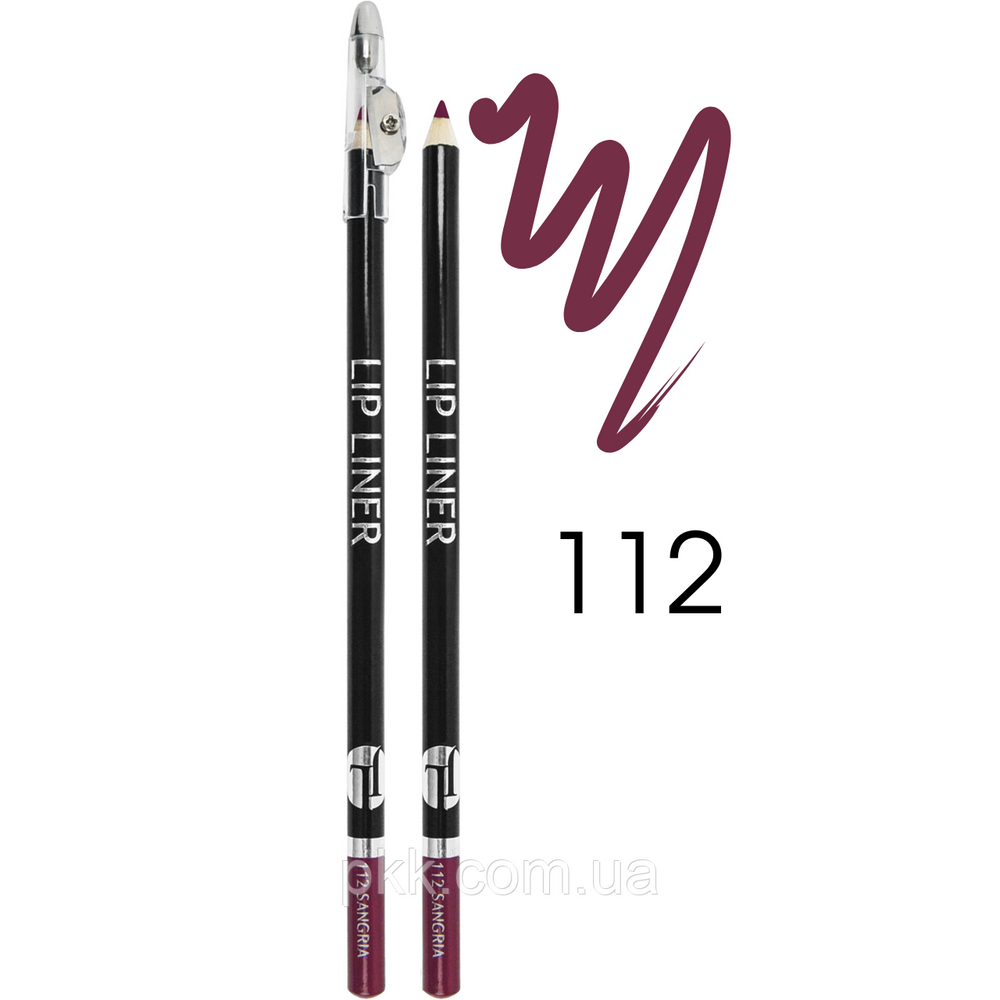 Олівець для губ дерев'яний з точилкою Jovial Luxe Lip Liner № 112 Sangria Бузкова фуксія JL 5015 фото