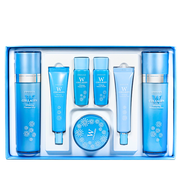 Набір по догляду за шкірою обличчя Enough W Collagen Whitening зволожуючий, 7 предметів EN 8243 фото
