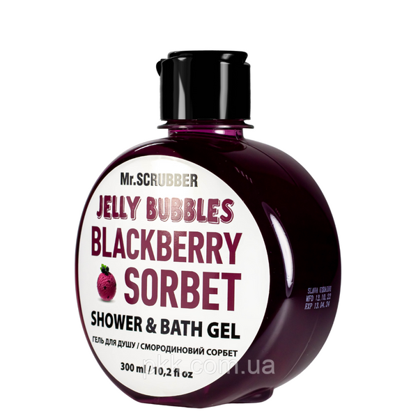 Гель для душу Mr. Scrubber Jelly Bubbles Blackberry Sorbet Shower & Bath Gel "Чорниця" 300 мл Mr 0021 фото