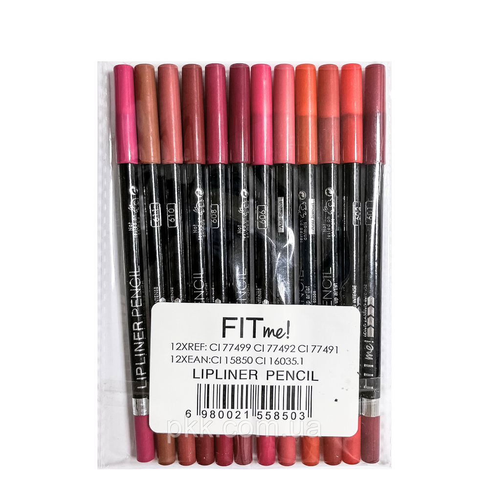Набор карандашей для губ натуральные цвета Fit me! Lipliner Pencil 12 штук F2209 фото