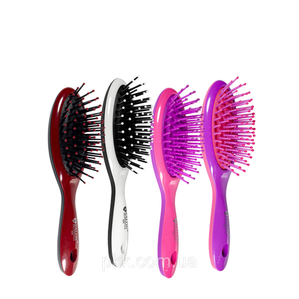 Расчёска для волос массажная овальная Salon Professional Бордовая Розовый 8942 SL фото