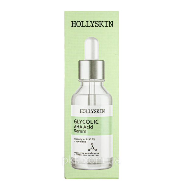 Сироватка для обличчя Hollyskin Glycolic AHA Acid Serum на основі гліколевої кислоти 50 мл 0025h фото