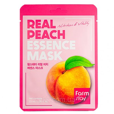 Зволожуюча Маска для обличчя FarmStay Real Peach тканинна освіжаюча з екстрактом персика 23 мл FS 4244 фото