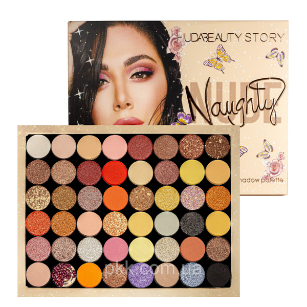 Палетка теней для век матовые перламутровые шиммерные 48 оттенков Huda Beauty Naughty 600800 HB 600800 фото