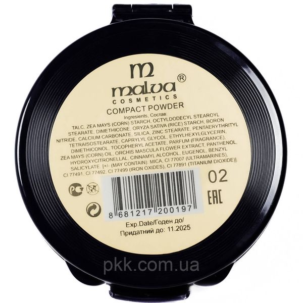 Пудра для обличчя компактна Malva Cosmetics M 413 № 02 Карамельна М 413 фото