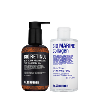 Набор косметики для лица Mr. Scrubber: Гель для умывания Bio Retinol Blue Algae 200ml + Тоник Bio Marine Collagen 250ml Mr 1752 фото