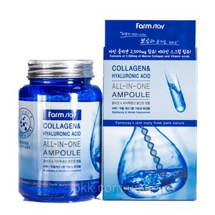 Cироватка ампульна для обличчя FarmStay Collagen Hyaluronic Acid All-In-One 250 мл FS 5032 фото