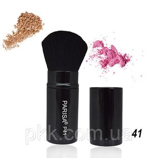 Кисть для макіяжу Parisa Cosmetics для пудри і рум'ян складна в футлярі Р-41 Р-41 фото