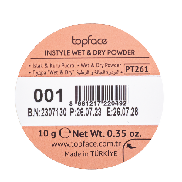 Пудра для обличчя TopFace Instyle Wet & Dry Powder PT261, № 01 Слонова кістка PT261 фото