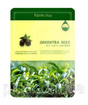 Тканинна маска для обличчя заспокійлива FarmStay Green Tea Seed зелений чай23 мл FS 4400 фото