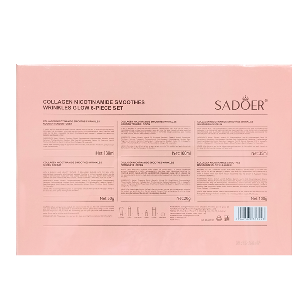 Подарунковий набір для обличчя Sadoer Collagen Nicotinamide, 6 продуктів SD01553 фото