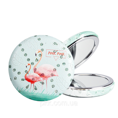 Дзеркало косметичне Cosmetic Mirror кишенькове подвійне кругле голографічне A87-58 KIKA A87-58 фото