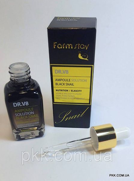 Сироватка для обличчя FarmStay DR.V8 Ampoule Solution омолоджуюча з равликовим муцином 30ml FS 4148 фото