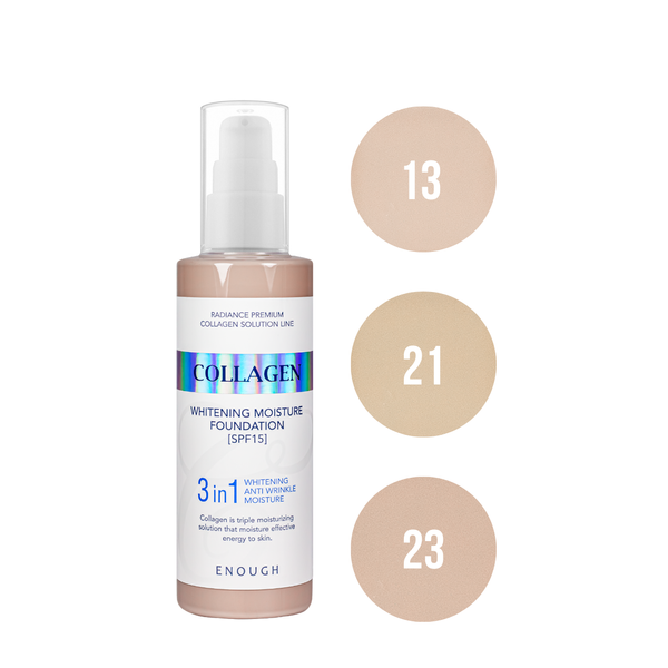 Тональний крем для обличчя освітлюючий Enough 3 в 1 Сollagen Moisture Foundation SPF 15 100 мл, № 21 Пісочно-бежевий EN 5317 фото
