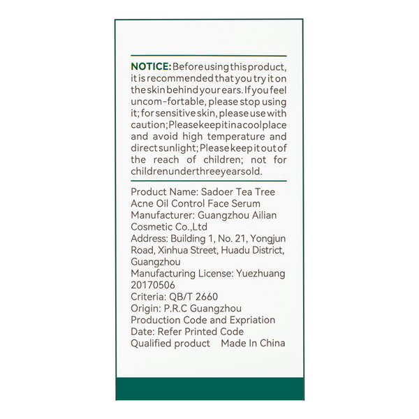 Сыворотка для лица от акне, прыщей Sadoer Tea Tree Acnes Oil Control 30 мл SD50606 SD50606 фото