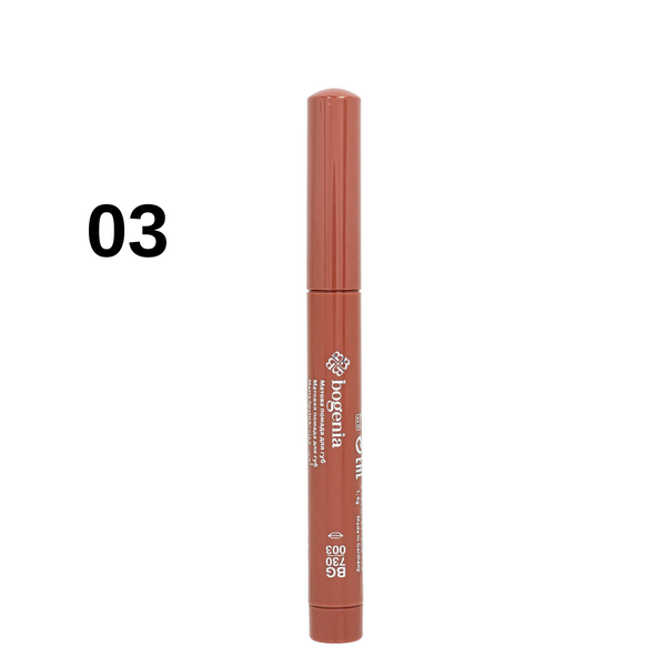 Помада-олівець водостійка для губ Bogenia Velvet Waterproof Matte, 003 Brown Melon Бежева BG730 фото