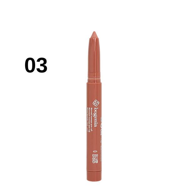 Помада-олівець водостійка для губ Bogenia Velvet Waterproof Matte, 003 Brown Melon Бежева BG730 фото