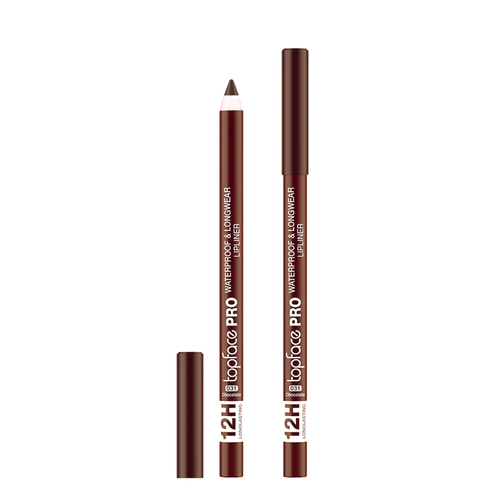 Олівець для губ topface PRO Waterproof & Longwear водостійкий PT621, 031 Chocolate Коричневий РТ621 фото
