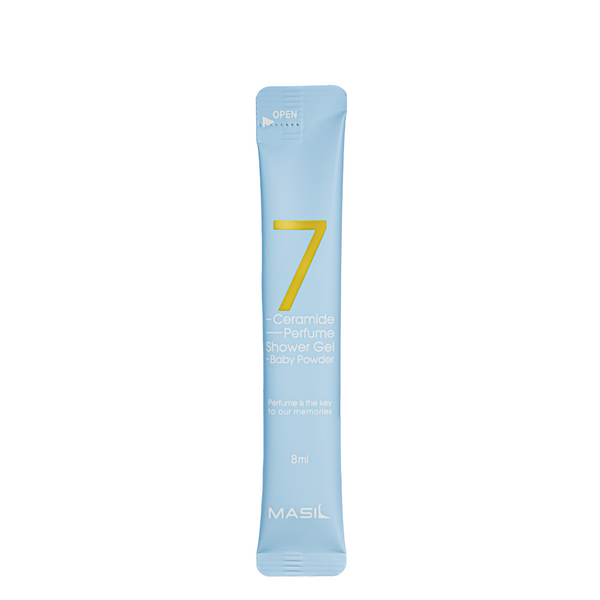 Гель для душу з ароматом дитячої присипки Masil 7 Ceramide Perfume Shower Gel Baby Powder, пробник 8 мл Masil 9708 фото