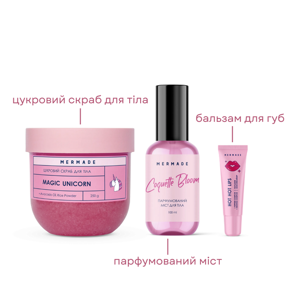 Подарунковий набір косметики для догляду за тілом Mermade Pink Crystal 3 в 1 для жінок  MRDIAM05 фото