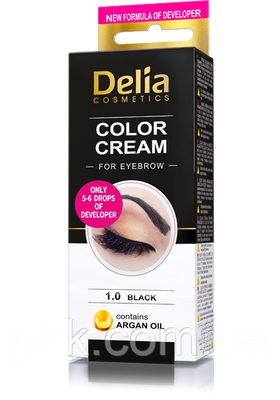 Крем-фарба для брів з олією аргани Delia cosmetics Color Cream без аміаку, 1.0 Чорна 3604 DC фото