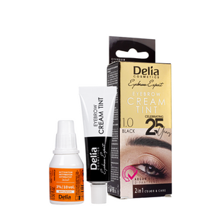 Крем-фарба для брів з олією аргани Delia cosmetics Color Cream без аміаку, 1.0 Чорна 3604 DC фото