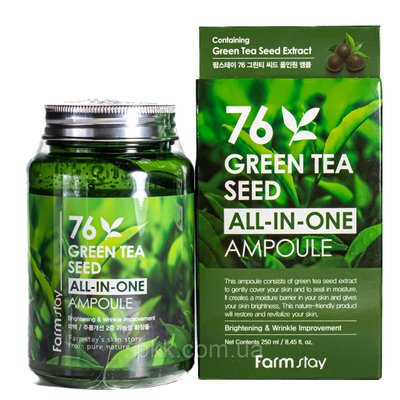 Сироватка ампульна для обличчя FarmStay 76 Green Tea Seed All-In-One омолоджуюча 250 мл FS 4394 фото